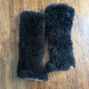 Black Faux Fur Boots - Size 38